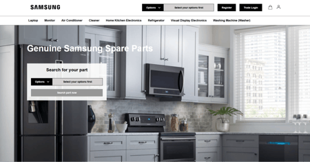 Ingram Micro Lifecycle's Samsung Parts Distribution website homepage