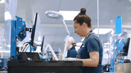 technician works on technology returns